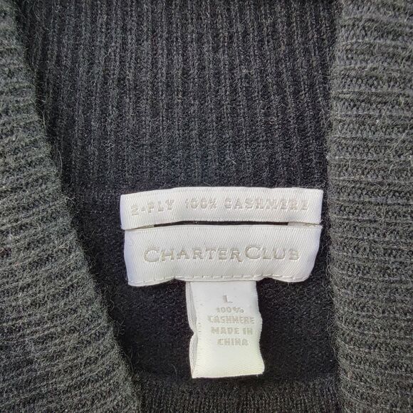 Charter Club 2-PLY 100% Cashmere Black Classic Turtleneck Sweater Size L - Picture 3 of 7